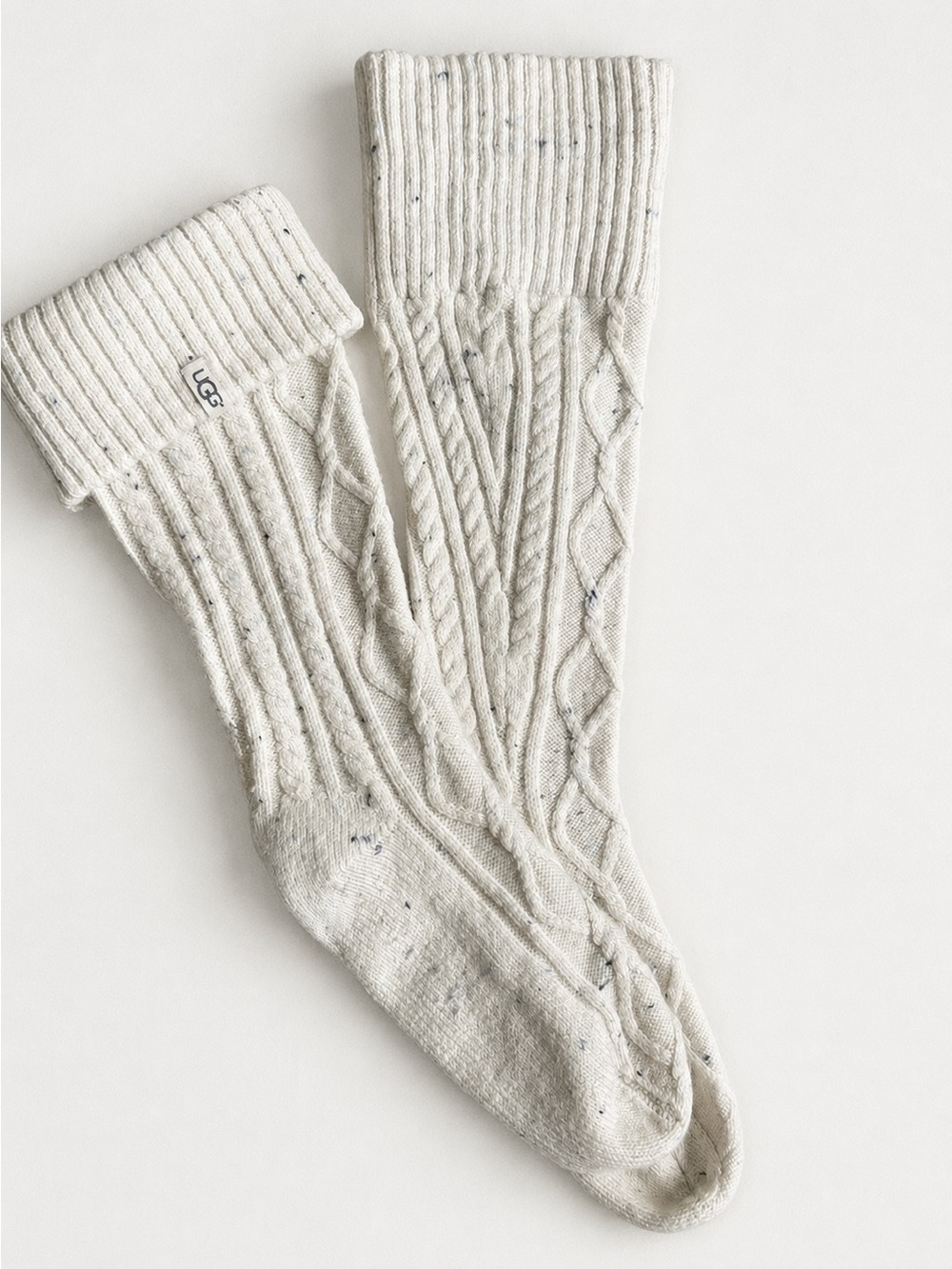 UGG Cable Knit Rain Boot Socks Cream Cuffed Cozy